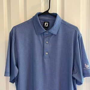 Mens FootJoy medium blue and white golf shirt